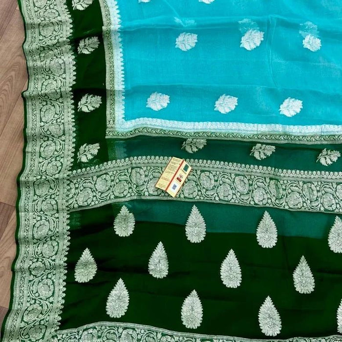 PURE HANDLOOM BANARASI KHADDI GEORGUTTE SAREE