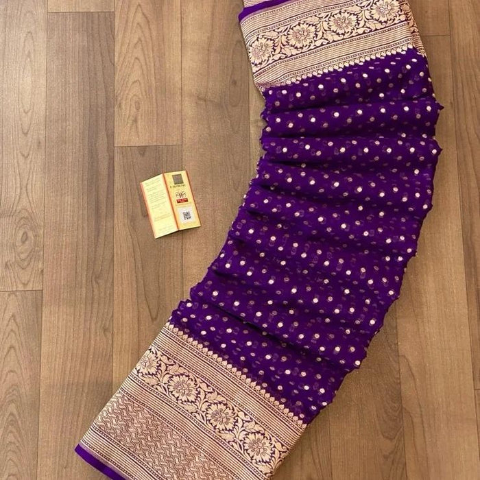 PURE HANDLOOM BANARASI KHADDI GEORGUTTE SAREE