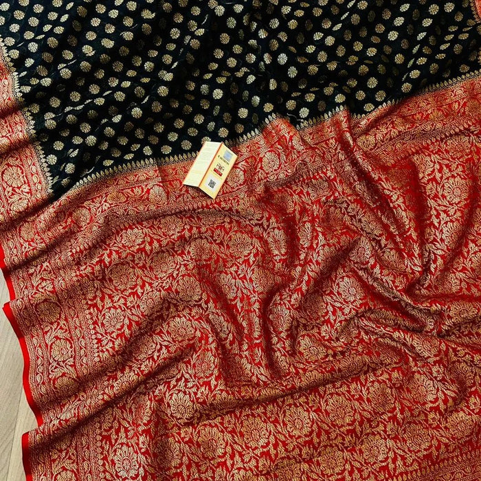 PURE HANDLOOM BANARASI KHAddi georgutte saree