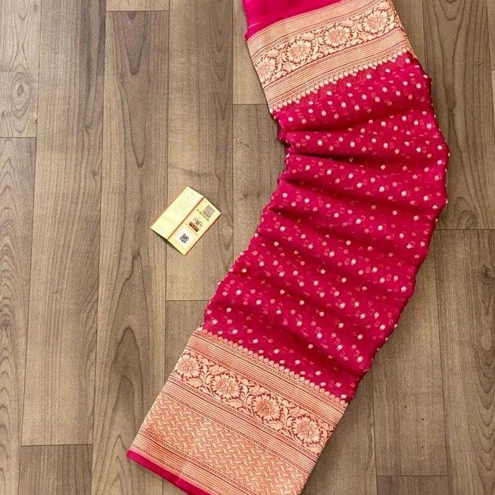 PURE HANDLOOM BANARASI KHADDI GEORGUTTE SAREE