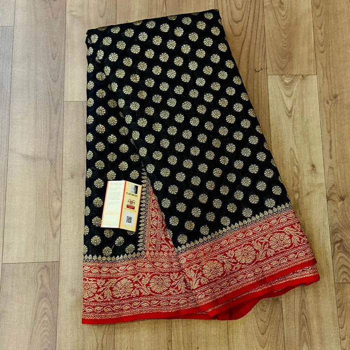 PURE HANDLOOM BANARASI KHAddi georgutte saree