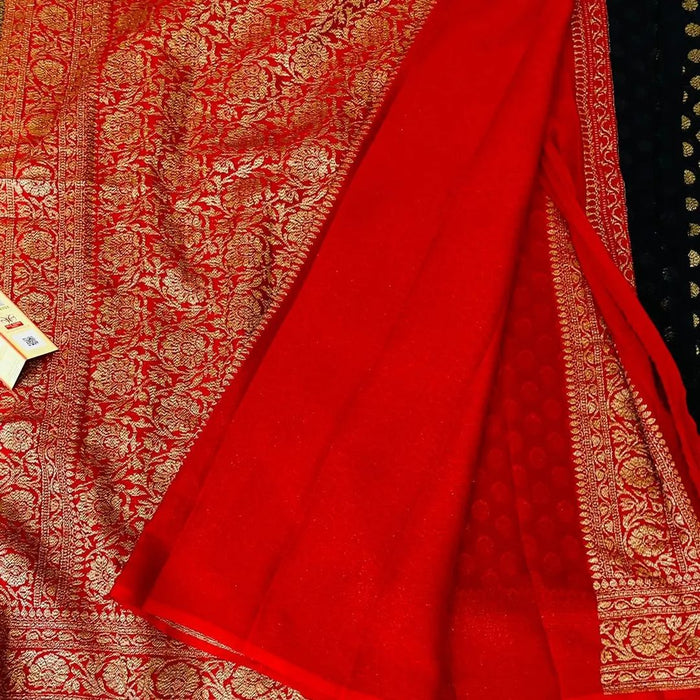 PURE HANDLOOM BANARASI KHAddi georgutte saree