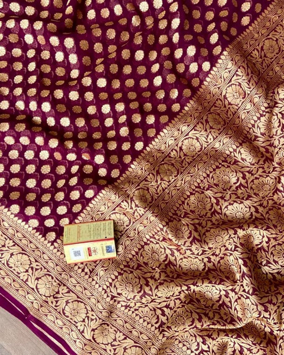 PURE HANDLOOM BANARASI KHADDI GEORGUTTE SAREE