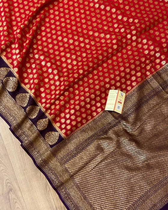 PURE HANDLOOM BANARASI KHADDI GEORGUTTE SAREE