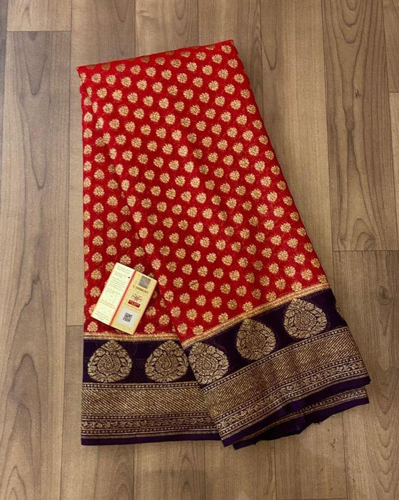 PURE HANDLOOM BANARASI KHADDI GEORGUTTE SAREE