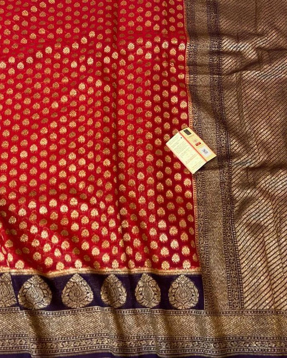 PURE HANDLOOM BANARASI KHADDI GEORGUTTE SAREE