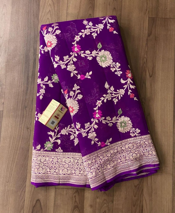 PURE HANDLOOM BANARASI KHADDI GEORGUTTE SAREE