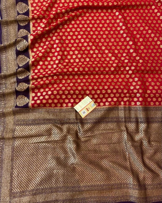 PURE HANDLOOM BANARASI KHADDI GEORGUTTE SAREE