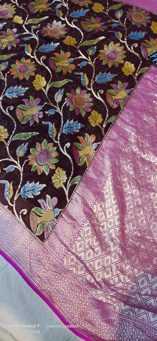 PURE HANDLOOM BANARASI KHADDI GEORGUTTE SAREE