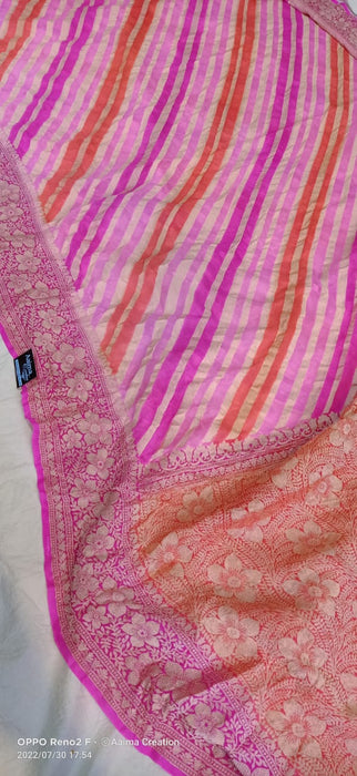 pure handloom banarasi  rungkat chiffon saree