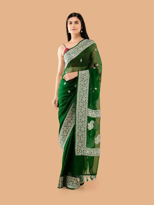 PURE HANDLOOM BANARASI KHADDI GEORGUTTE SAREE