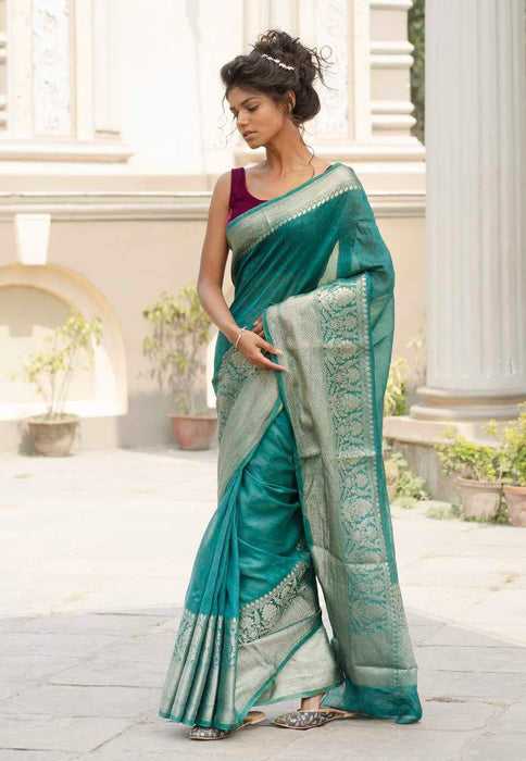 PURE BANARASI LINEN SAREE