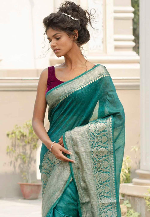 PURE BANARASI LINEN SAREE