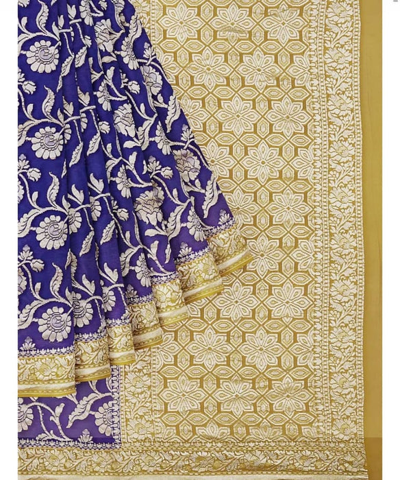 PURE HANDLOOM BANARASI KHADDI GEORGUTTE SAREE