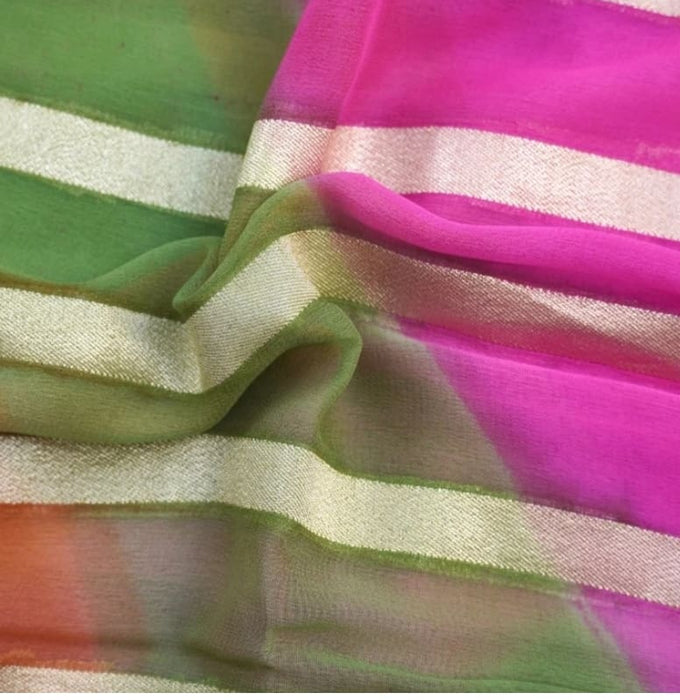 PURE HANDLOOM BANARASI KHDDI GEORGUTTE RUNGKAT SAREE