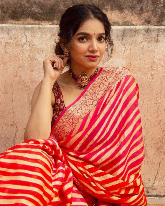 PURE BANARASI KHADDI CHIFFON SAREE