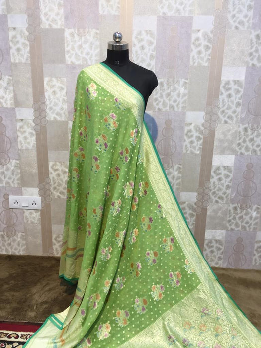 PURE HANDLOOM BANARASI KHADDI GEORGUTTE SAREE