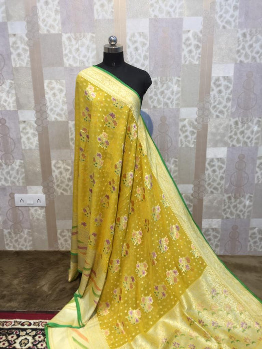 PURE BANARASI KHADDI GEORGUTTE  SAREE