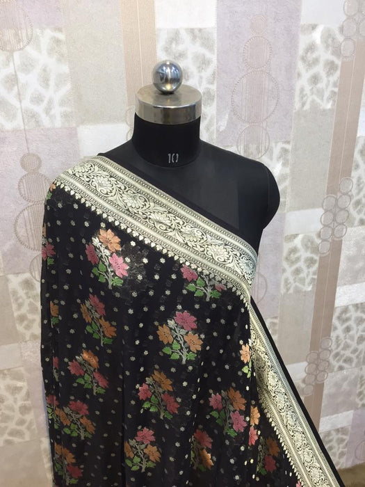 PURE HANDLOOM KHADDI GEORGUTTE BANARASI SAREE