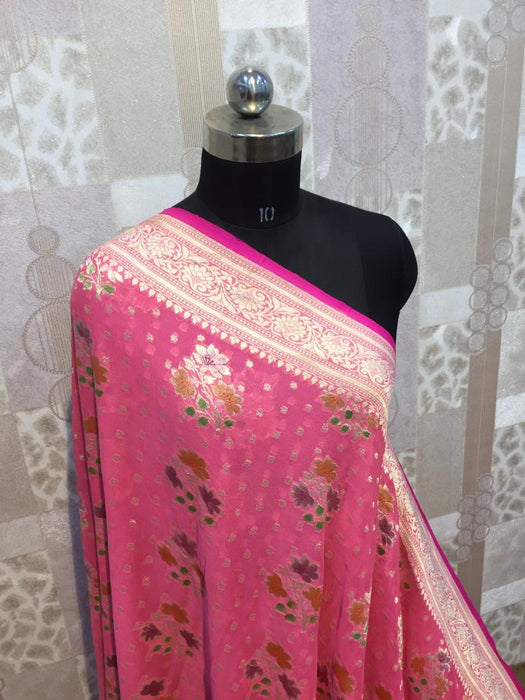 PURE HANDLOOM BANARASI KHADDI GEORGUTTE SAREE