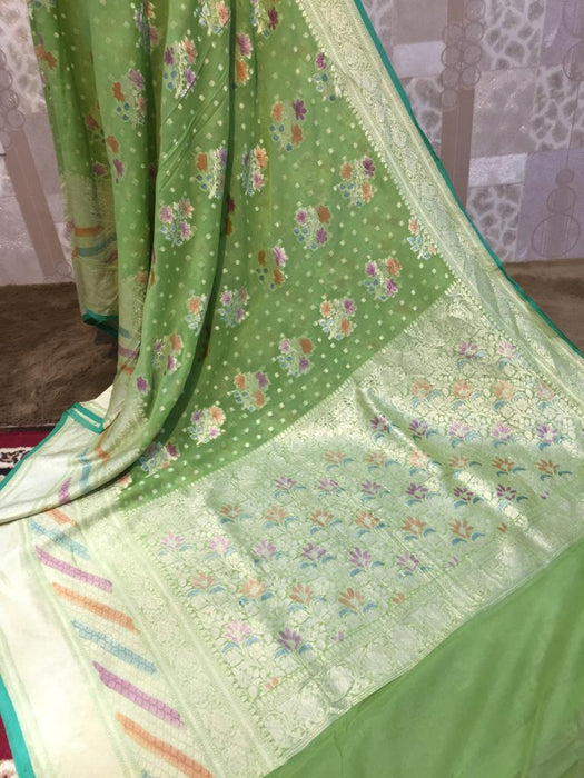 PURE HANDLOOM BANARASI KHADDI GEORGUTTE SAREE