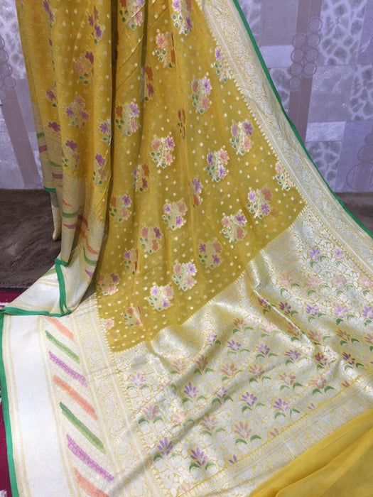 PURE BANARASI KHADDI GEORGUTTE  SAREE