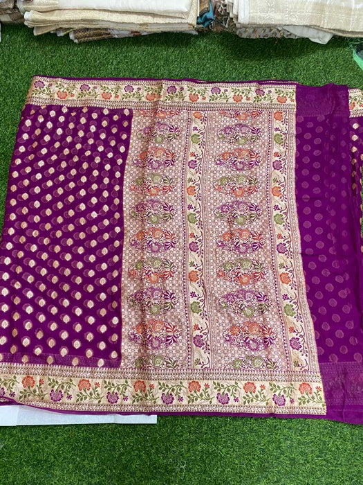 PURE BANARASI KHADDI CHIFFON SAREE