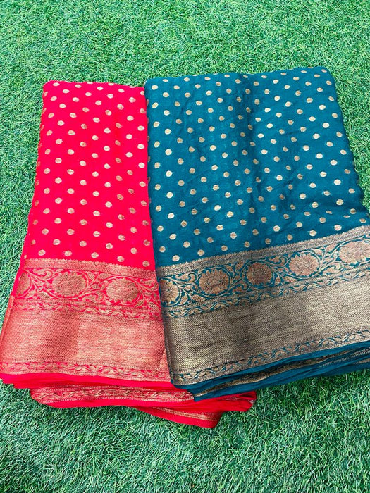 PURE BANARASI KHADDI CHIFFON SAREE