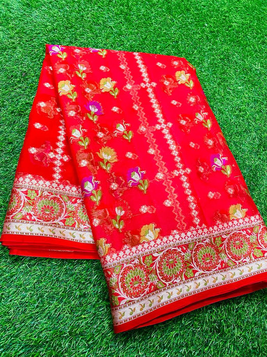 PURE BANARASI KHADDI CHIFFON SAREE