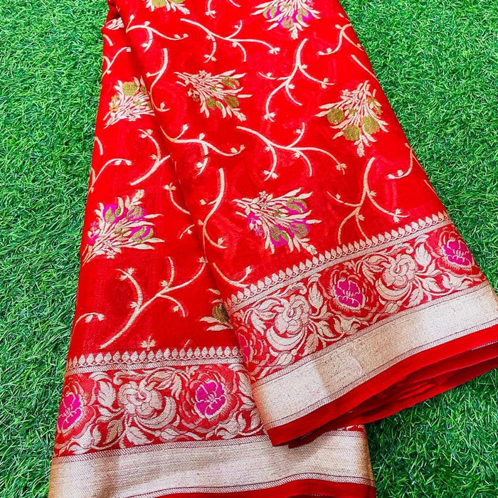 PURE BANARASI KHADDI CHIFFON SAREE