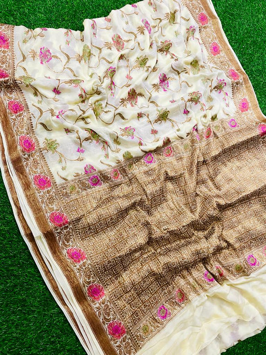 PURE BANARAS KHADDI CHIFFON SAREE