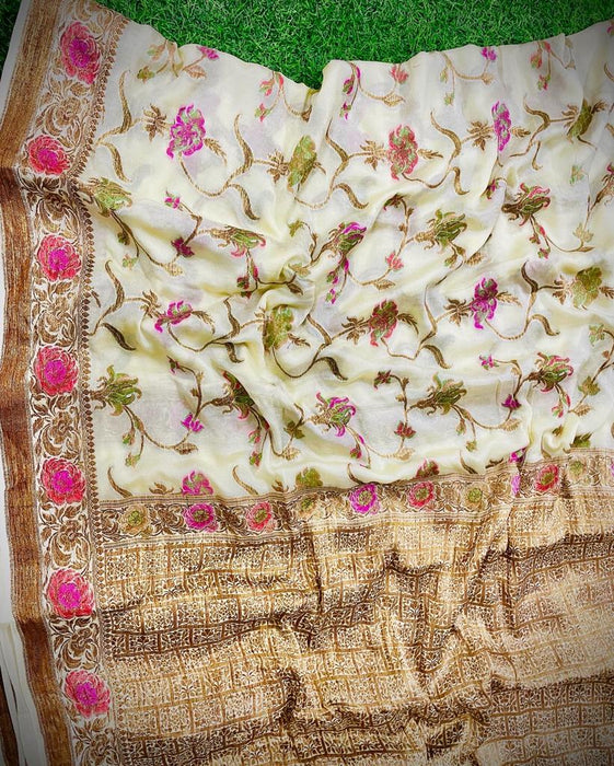 PURE BANARAS KHADDI CHIFFON SAREE