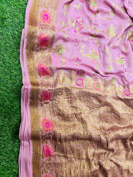 PURE BANARASI KHADDI CHIFFON SAREE