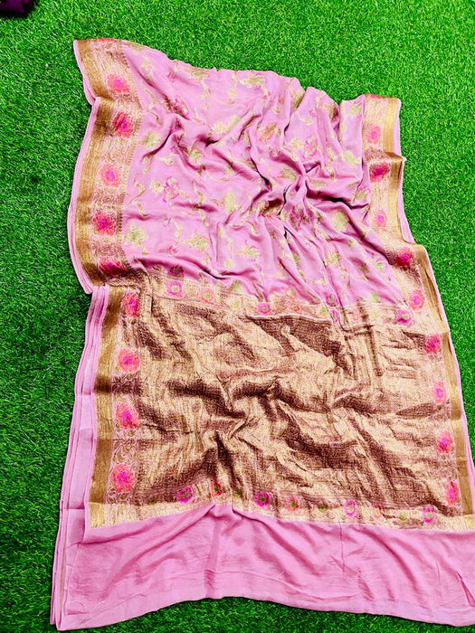 PURE BANARASI KHADDI CHIFFON SAREE