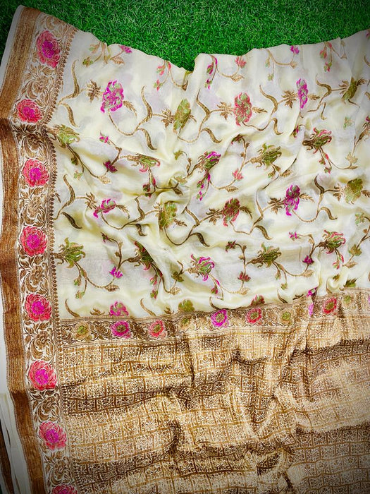 PURE BANARAS KHADDI CHIFFON SAREE