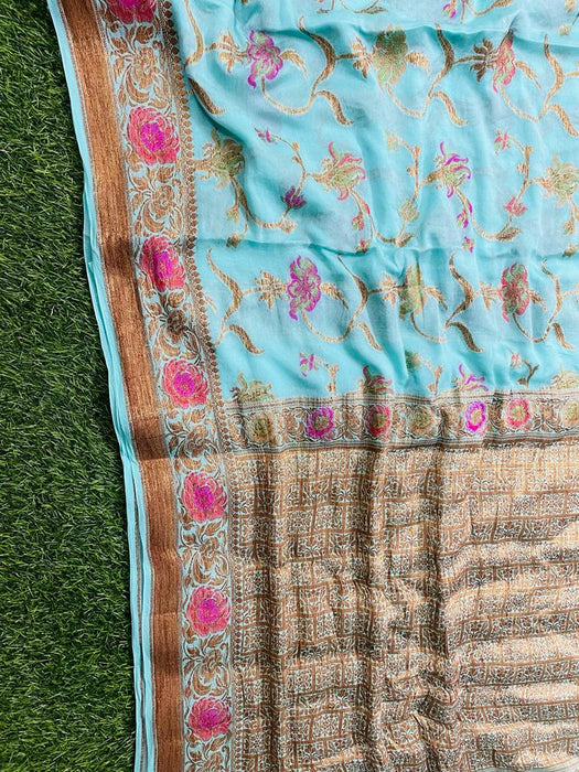 PURE BANARASI KHADDI CHIFFON SAREE