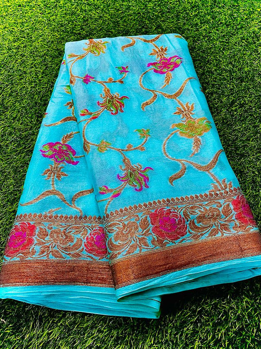 PURE BANARASI KHADDI CHIFFON SAREE