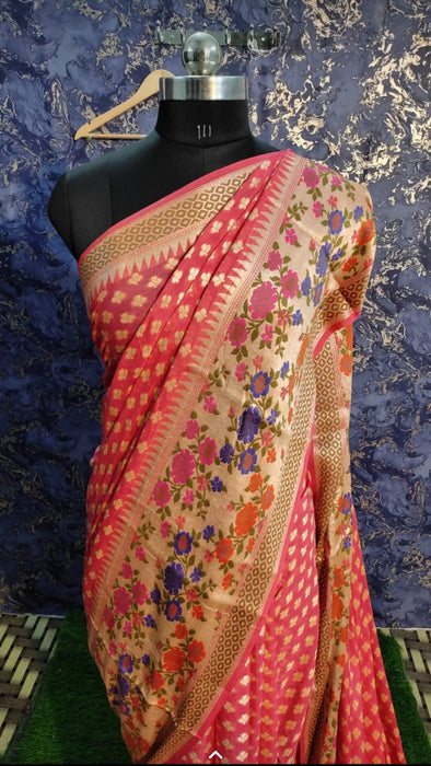 PURE BANARASI KHADDI CHIFFON SAREE