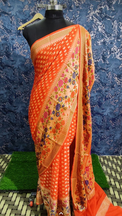 PURE BANARASI KHADDI CHIFFON SAREE