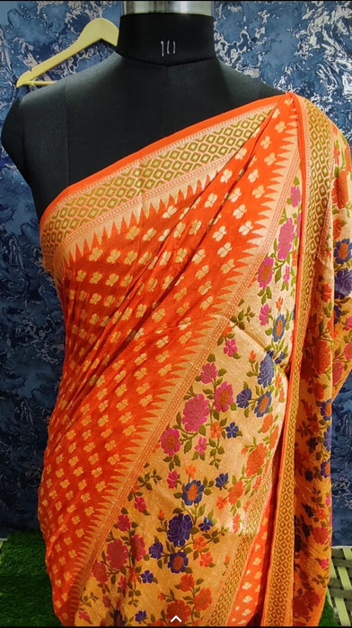 PURE BANARASI KHADDI CHIFFON SAREE