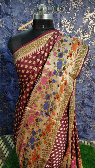 PURE BANARASI KHADDI CHIFFON SAREE