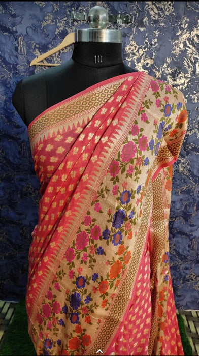 PURE BANARASI KHADDI CHIFFON SAREE