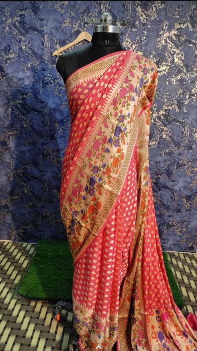 PURE BANARASI KHADDI CHIFFON SAREE