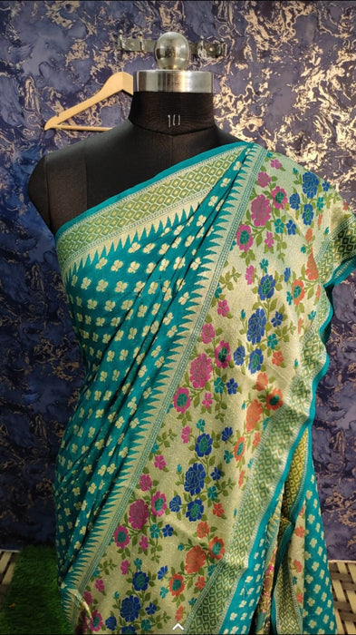 PURE BANARASI KHADDI CHIFFON SAREE