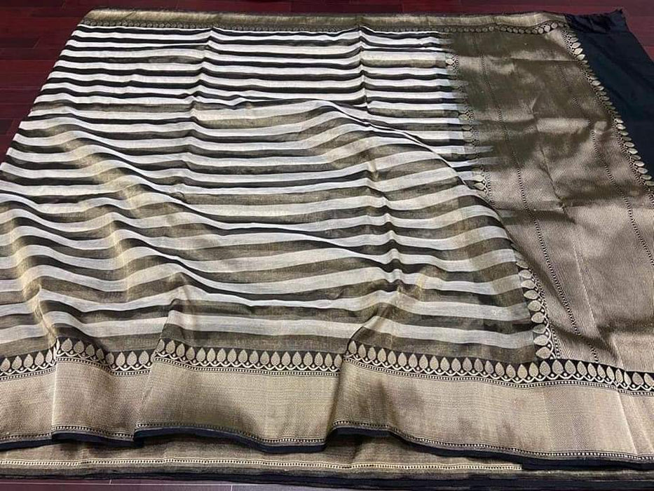 PURE BANARASI HANDLOOM COTTON TISSUE SILK SAREE