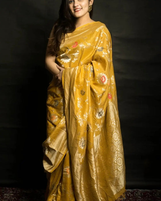 PURE BANARASI HANDLOOM KHADDI TASSAR SAREE