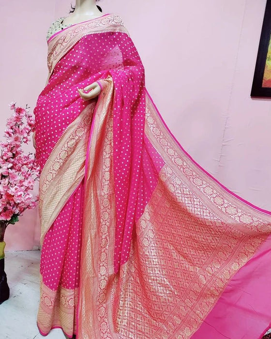 PURE HANDLOOM BANARASI GEORGUTTE   SAREE