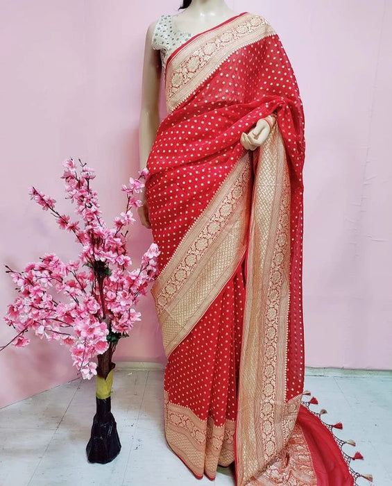 PURE HANDLOOM BANARASI KHADDI GEORGUTTE SAREE