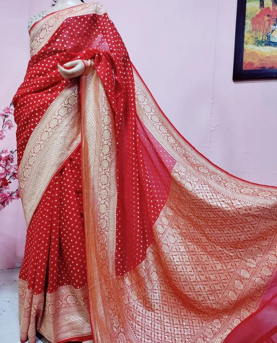 PURE HANDLOOM BANARASI KHADDI GEORGUTTE SAREE