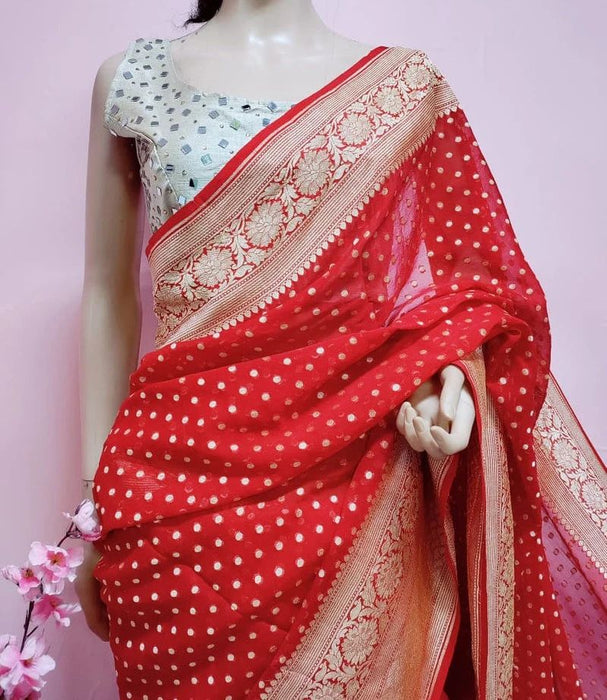 PURE HANDLOOM BANARASI KHADDI GEORGUTTE SAREE